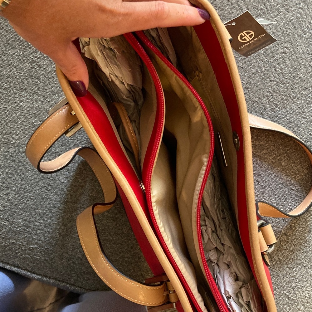Giani Bernini Red and Tan Tote Bag - Picture 5 of 5